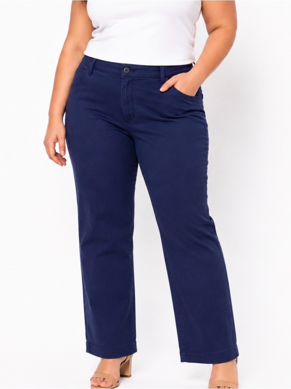 Lila Rose Navy Wide-Leg Corduroy Pants SZ 14 dress trousers career work